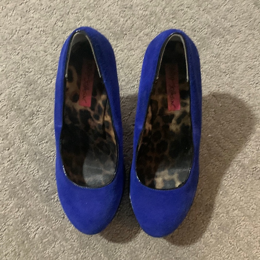 Betsey Johnson Electric Blue Suede Wedges, Size 6